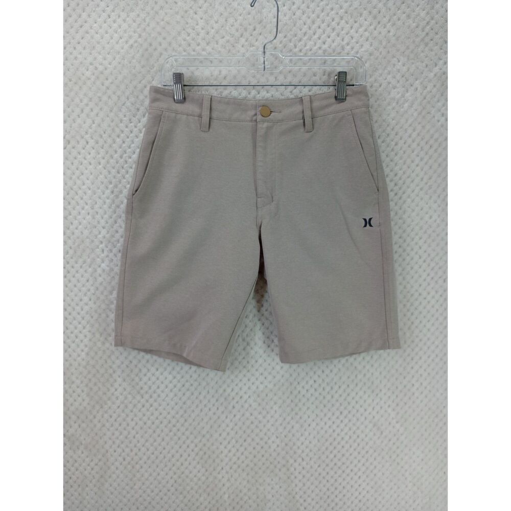 Hurley Hybrid Walking Shorts Men's 28 Beige Flat Front Stretch Golf Casual